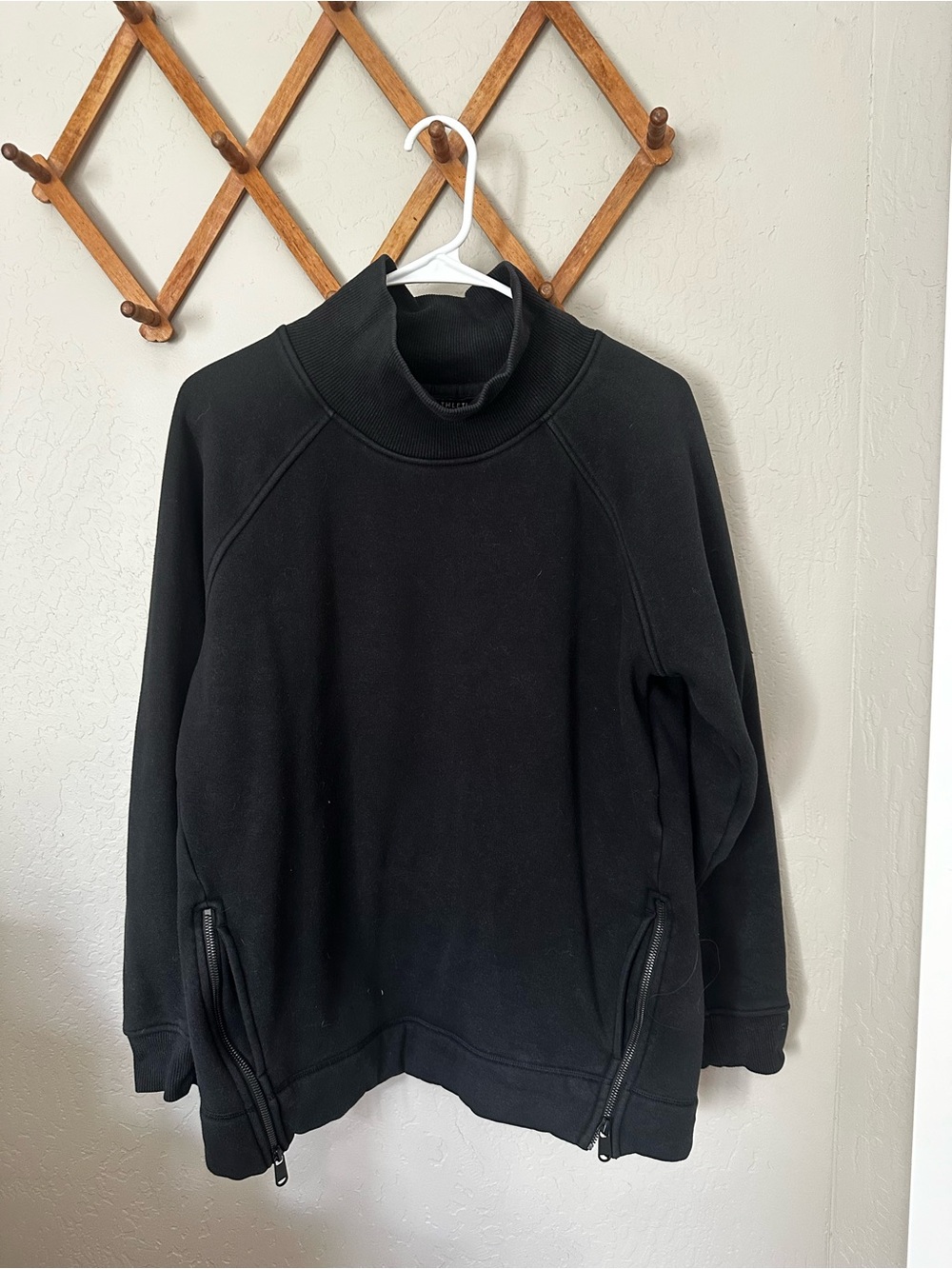 Athleta Black Women's Funnel Neck Zip-Hem Sweatshirt